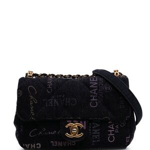 Chanel Black and Gold Shoulder Bag with Purple Accents